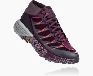 Hoka One One Women's Speedgoat Mid Waterproof Running Shoes Obsidian/Purple - AU ABRS